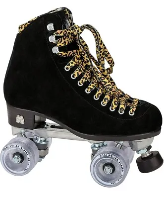 New Moxi Black Suede Panther Roller Skates 6 Fits Women's Size 7 Outdoor Wheels • $178