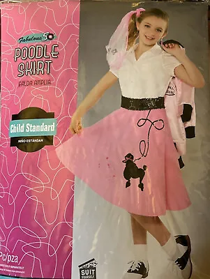 Fabulous '50’s Costume Party Poodle Skirt Child Standard Pink GIrl Sz 8/10 Yrs. • $29