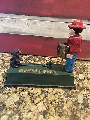 Vintage Cast Iron Mechanical Bank Monkey And Organ Grinder  • $50