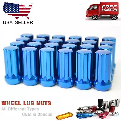 24 Blue 14x1.5 Spline Tuner Lug Nut+key Chevy Silverado 2500 3500 Hd Duramax Gmc • $23.91