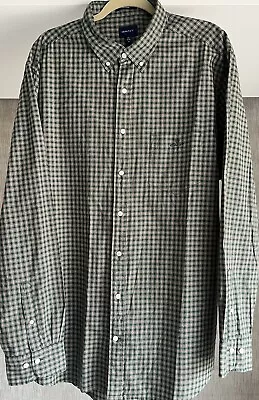 Gant 3XL Green/gold Check  Regular  Shirt Almost Unworn: Excellent Condition • £18.95