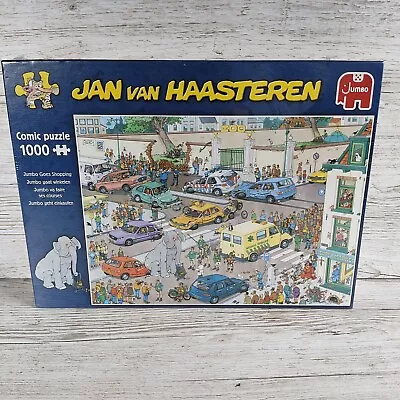 Jan Van Haasteren Jumbo Goes Shopping Jigsaw Puzzle 1000 Comic Zoo Escape Humour • £14.99