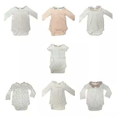 Ex Boden Girls Bodysuits Vests Pretty Peter Pan Collars NEW 0-3Yrs Pink White  • £6.99