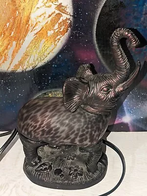 Amber Art Tin Chi Style (Not Authentic) Elephant Lamp Night Light Glass Untested • $49