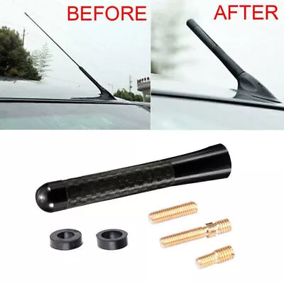 Carbon Black Car Aerial Bee Sting Mast Antenna Ariel Arial Aerial Short Stubby • £5.19