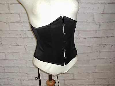 BLACK VICTORIAN STYLE UNDERBUST CORSET BELT 24 In WAIST SIZE 10 TO 12 • $23.02