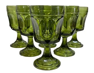 6 Mid Century Modern Glass Green Wine Glasses MCM Barware Liquor Retro • $39.99