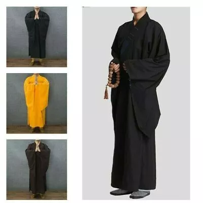 Men Buddhist Monk Dress Robe Shaolin Gown Frock Long Meditation Casual Loose New • $34.82