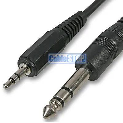 1.8M - 6.35mm Stereo Male 1/4  Jack To 3.5mm Headphone Plug Audio Cable Lead • £3.95