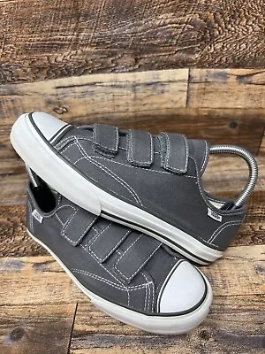 Vans Hook & Loop 3 Straps Antique Grey White Canvas Sneakers Mens 5.5 Womens 7 • $49.99