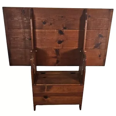 19th Century Pennsylvania Pine Farm Table Tilt Top Storage Bench Seat 51  • $1600