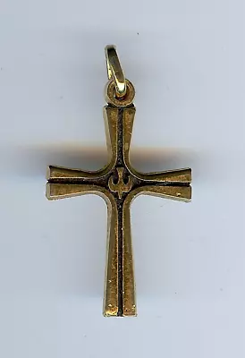 Vintage Italy 18k Gold Cross With Descending Dove Pendant • $285