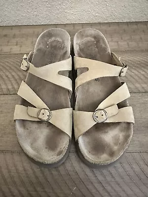 Mephisto Women's Hannel Slide Leather Sandals  Light Gray Nubuck 40 EU/ 10 US • $30