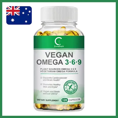 Vegan Omega 3 6 9 120 Capsules 1360mg High Strength EPA & DHASkin & Eye Healthy • $20.89