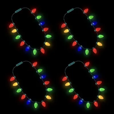 LED Light Up Christmas Bulb Necklace Party Favors 4 Pack 13 Bulbs Christmas Ligh • $21.99