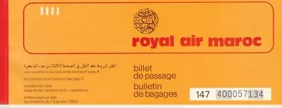 MOROCCO Passenger Ticket & Baggage Check ROYAL AIR MAROC 1981  • $10