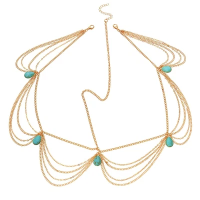 £2.39 • Buy Boho Turquoise Head Chain Bridal Fringed Headpiece Headband Festival G1O9