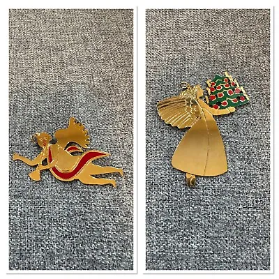 Set Of 2 Metropolitan Museum Of Art Brass Angel Christmas Ornaments • $28