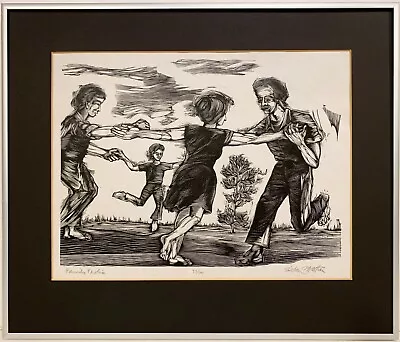 STEFAN MARTIN 20th C. American ORIGINAL SIGNED WOOD ENGRAVING Family Frolic • $100