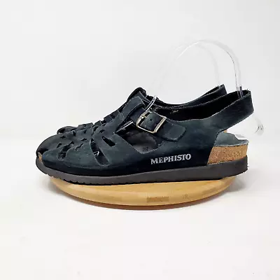 Mephisto Sandals Women 39 Black Leather Closed Toe Buckle Slingback Shoe Comfort • $32.95