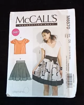 McCall's UNCUT Easy Pattern M6570 Misses Lined Flared Skirt Top Size 12-20 NEW • $7.64