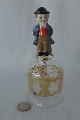 VINTAGE HUMMEL / GOEBEL BELL W. GERMAN BOY FIGURINE CRYSTAL W/GOLD TRIM GRAPES • $8