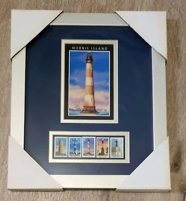 Framed Morris Island Lighthouse Art Stamp Lighthouses Stamps Print USPS Licensed • $14.95