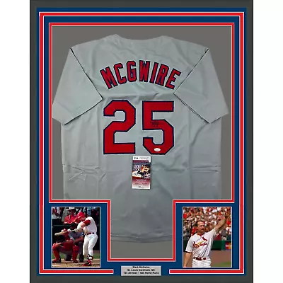 Framed Autographed/Signed Mark McGwire 33x42 St. Louis Grey Jersey JSA COA • $549.99