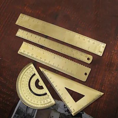 Vintage Brass Ruler DIY Template Protractor Drawing Sliding Gauge Measuring Tool • $3.84