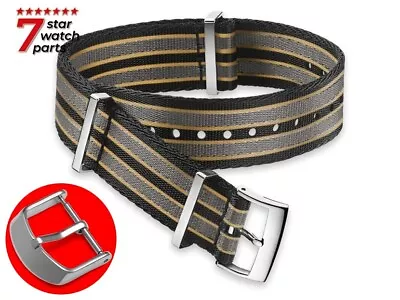 NATO Watch Strap Band DIVERS G10 Military NYLON Fabric Army Black Grey Yellow • £8.49