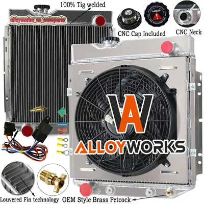 3 Row Radiator+Shroud+Electric Fan+Relay For 1960-1965 Ford Mustang Ranchero V8 • $179