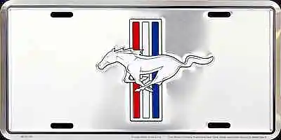 $9.99 • Buy Ford Mustang Pony Chrome Car Tag License Plate Metal Gt Embossed Sign Man Cave