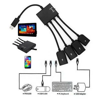 ❀ Micro USB Charging OTG Hub Splitter Cable For Smart Phone Android Tablet 4 In1 • $4.83