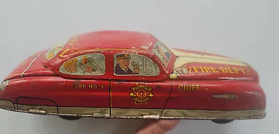 Vintage Marx Fire Chief Friction Car Pressed Steel • $65