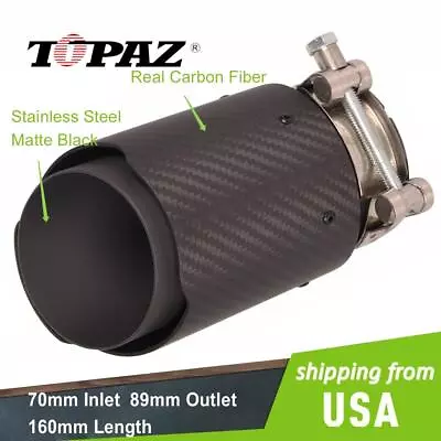 Tail Throat Exhaust Pipe Muffler Tip 70mm In 89mm Out 160mm Length Carbon Fiber • $69.99