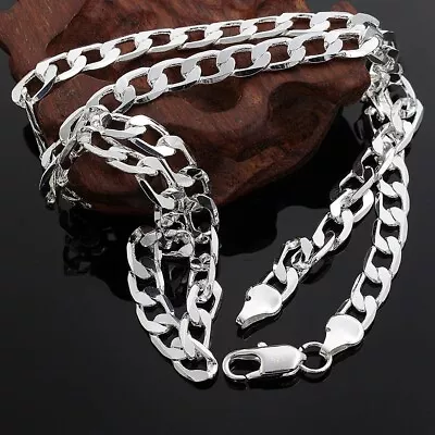 New Sterling Silver Thick Solid 925 Italy Men's Figaro Chain Necklace Bracelet • $8.82