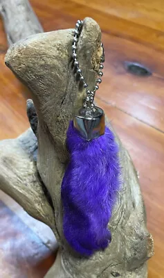 New Purple Good Luck Rex RABBITS FOOT Key Chain Zipper Pull Charm School Charm • $7.59