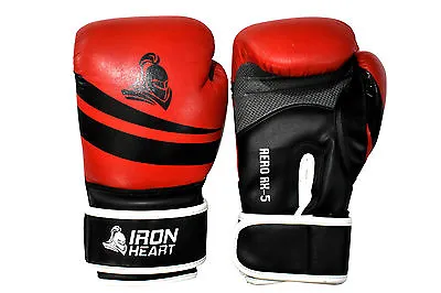 AU Design IHS Genuine Leather Boxing Gloves Red/Black Kick Boxing Glove MMA Muay • $59.95