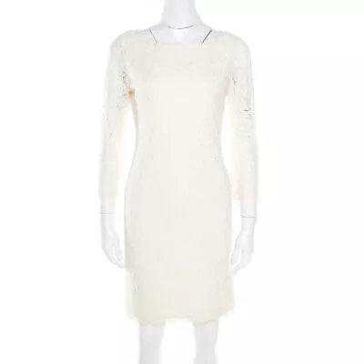 Diane Von Furstenberg Cream Long Sleeve Zarita Lace Dress S • $136.50