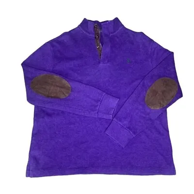 Polo Ralph Lauren Quarter Zip Purple With Brown Elbow Patches - Men's Large • $39.99