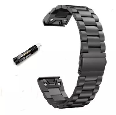 For Garmin Fenix 5 6 7 Pro Solar Sapphire Metal Strap 22mm Quick Fit Watch Band • $21.99