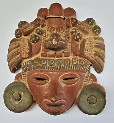 Mexican Folk Art Aztec Mayan Terracotra Clay Mask Wall Art • $22