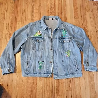 Vintage 90s Frog Embroidered Denim Jacket Size 2XL Most Wanted  • $49.99