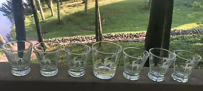 Six Vintage Gazelle Double Shot Glasses And One Lowball Old Fashiond Glass • $39.99