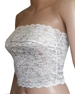£6.50 • Buy New Womens/girls Ivory Lace  Strapless Stretch Bra Bandeau Lingerie 
