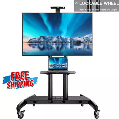 Mobile TV Cart 55-90  VESA 800x500 Roller Stand Adjustable AV Shelf UL Cert. New • $249.37