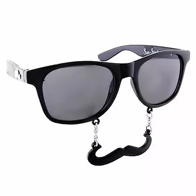 Shark Tank Sun Staches Black Handlebar Mustache Sunglasses Costume Halloween • $20.99