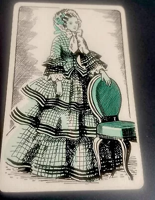 Vintage Swap Playing Card Lady Ladies Girl Hat  Bonnet Flowers Chair • $2.75
