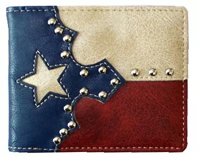 Mens Western Wallet-Bifold-Texas Flag Red White Blue W020 • $11.99