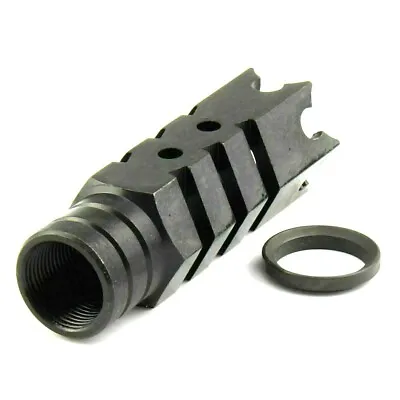  US Sell! All Steel Black Shark Muzzle Brake- 5/8x24 Or 1/2 X28 TPI Or 14x1 LH  • $25.14